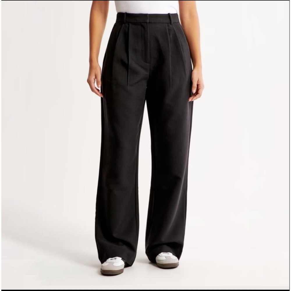 Abercrombie & Fitch Curve Love Sloane Tailored Pant Black Wide Leg Size 4L 27